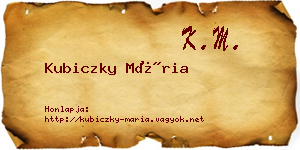 Kubiczky Mária névjegykártya